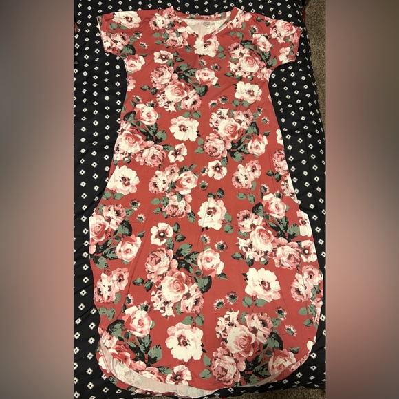 Tickled teal Dresses & Skirts - Tickled Teal Pink Floral Dress w/ pockets- size l